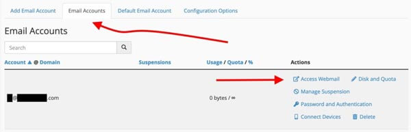 existing emails webmail